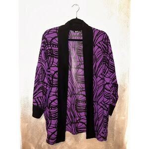 Kavita Silk 100% Silk Purple Black Open Cardigan / Jacket / Kimono / Cover